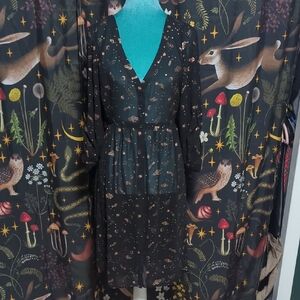 Celestial Print Chiffon Shirt Dress